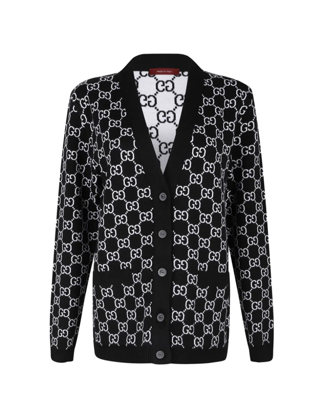 Reversible GG wool jacquard cardigan