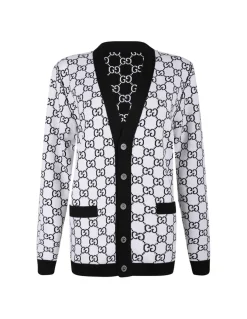Reversible GG wool jacquard cardigan