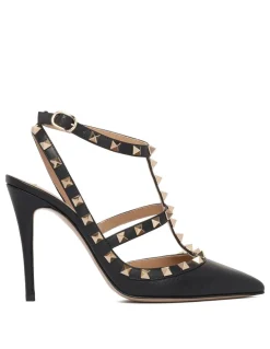 Rockstud ankle strap pumps