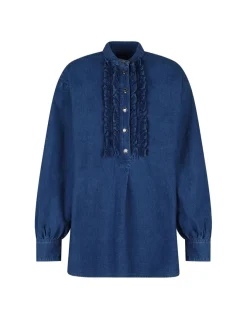 Ruffled denim shirt