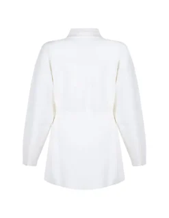 Self-tie belt white shirt