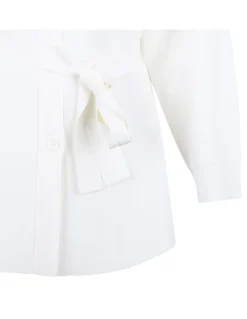 Self-tie belt white shirt