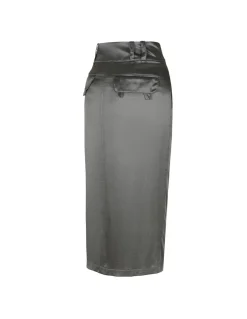 Silk crepe de chine pencil skirt