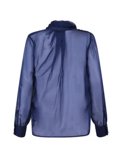 Silk voile tie-neck blouse