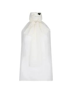 Sleeveless lavalliere blouse