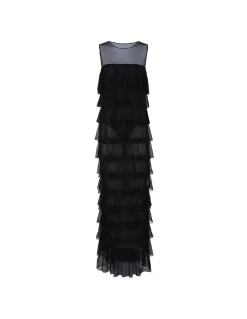 Sleeveless tiered ruffle gown