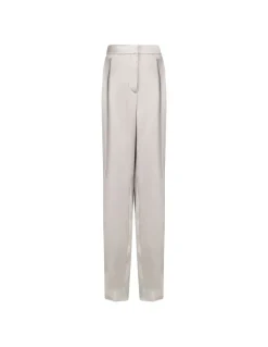 Stone gray silk satin pants