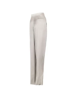 Stone gray silk satin pants