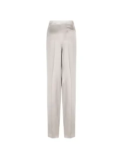Stone gray silk satin pants