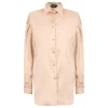 Stretch silk satin relaxed fit shirt