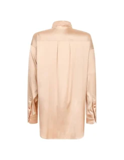 Stretch silk satin relaxed fit shirt
