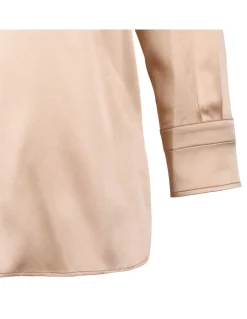 Stretch silk satin relaxed fit shirt