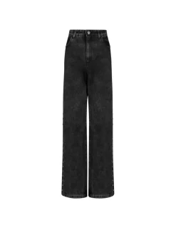 Studded dark gray denim jeans