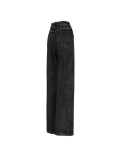 Studded dark gray denim jeans