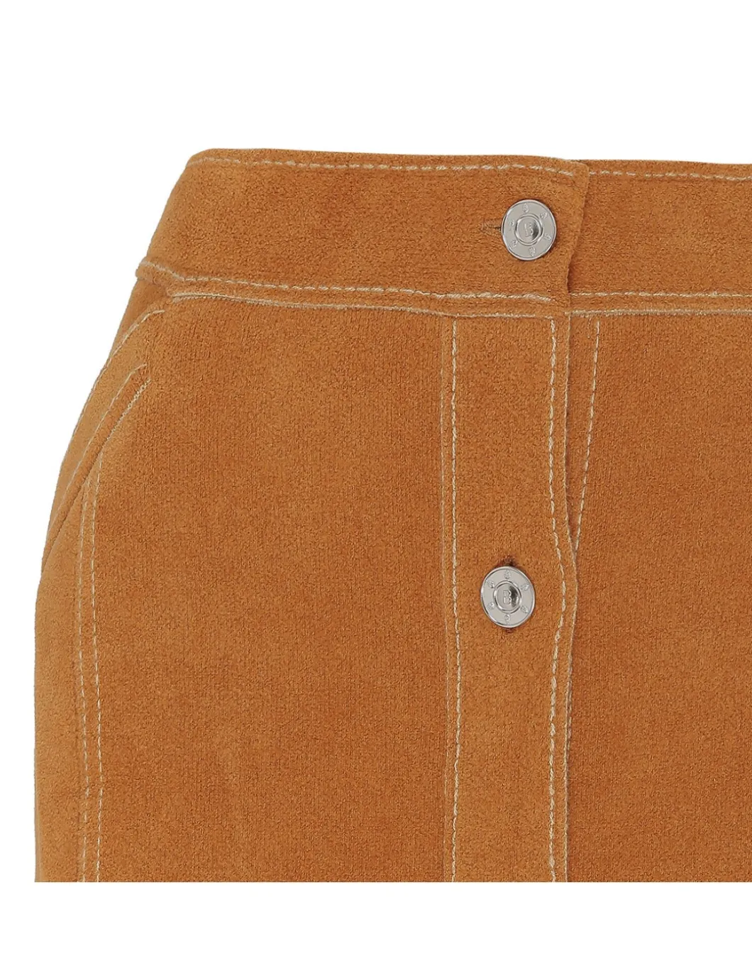 Suede effect long skirt