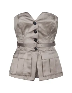 Taupe satin corset top