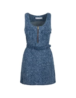 Textured denim mini dress
