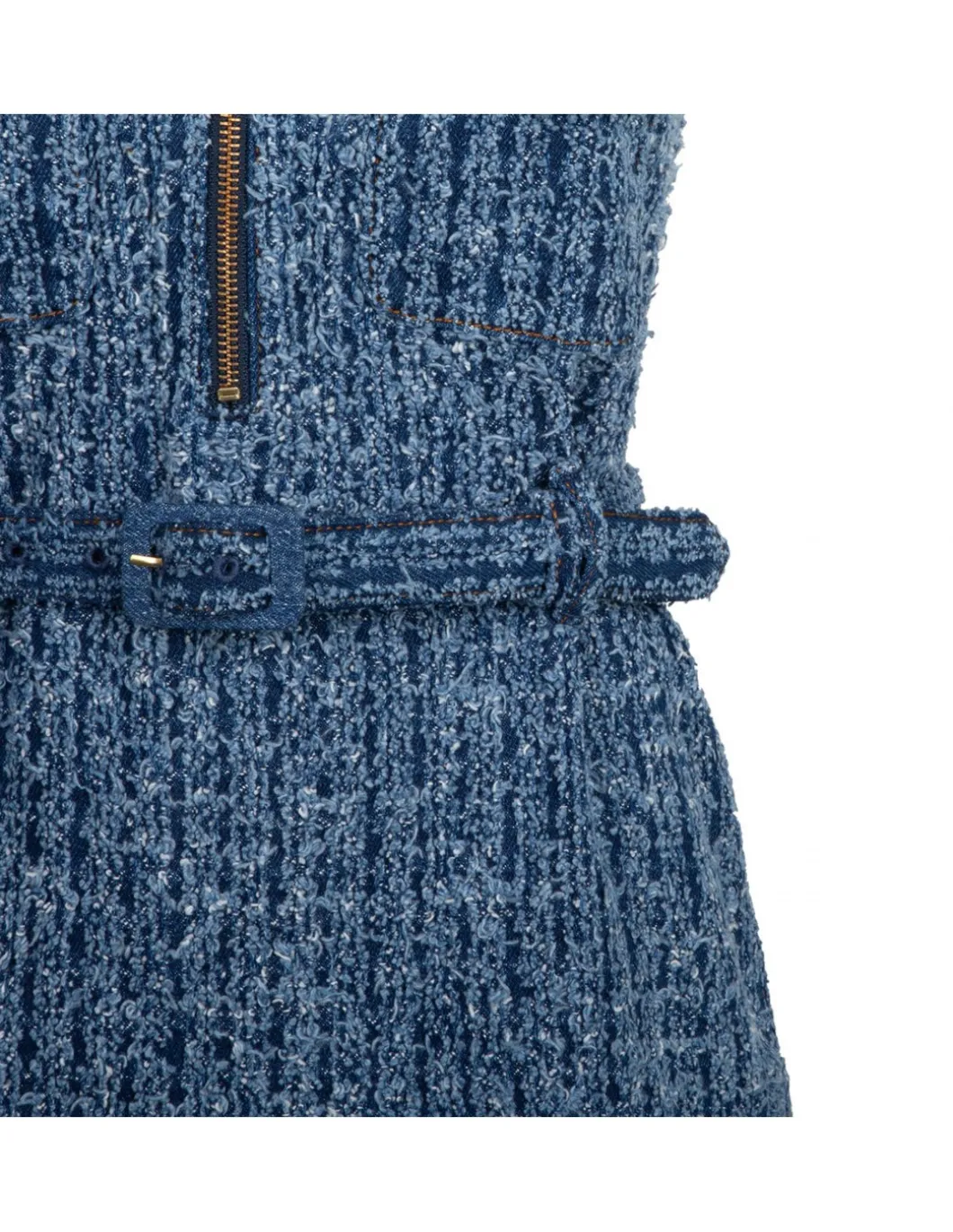 Textured denim mini dress