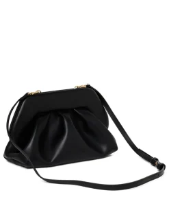 Tia black vegan fabric clutch bag
