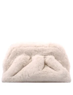 Tia ivory faux fur clutch bag