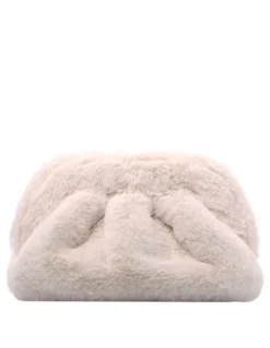 Tia ivory faux fur clutch bag