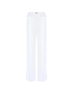 White crepe pants