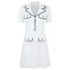 White viscose rib knit mini dress