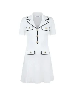 White viscose rib knit mini dress