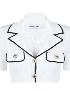 White viscose rib knit mini dress